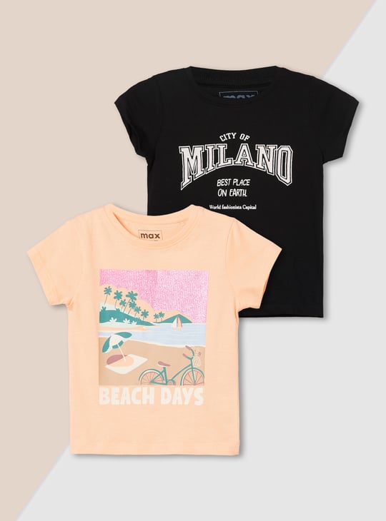 Girls Printed T-shirt - Pack of 2