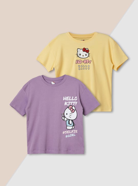 Girls Hello Kitty Print T-shirts - Pack of 2