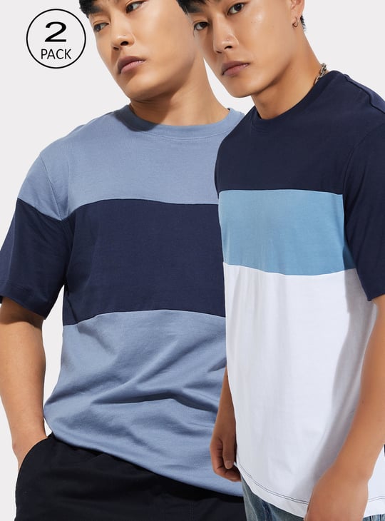 Men Colourblocked T-shirt - Pack of 2