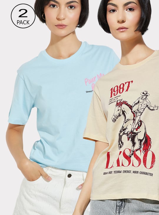 URB_N Women Printed T-shirt - Pack of 2