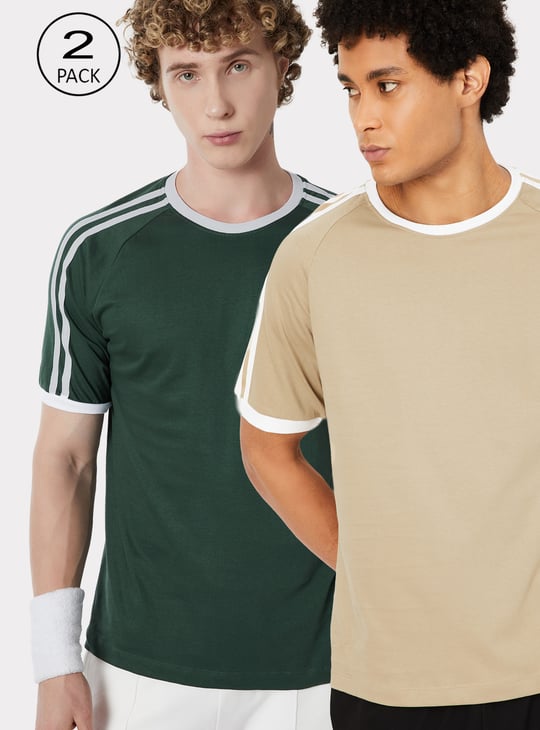 Men Side Stripes Sports T-shirt - Pack of 2