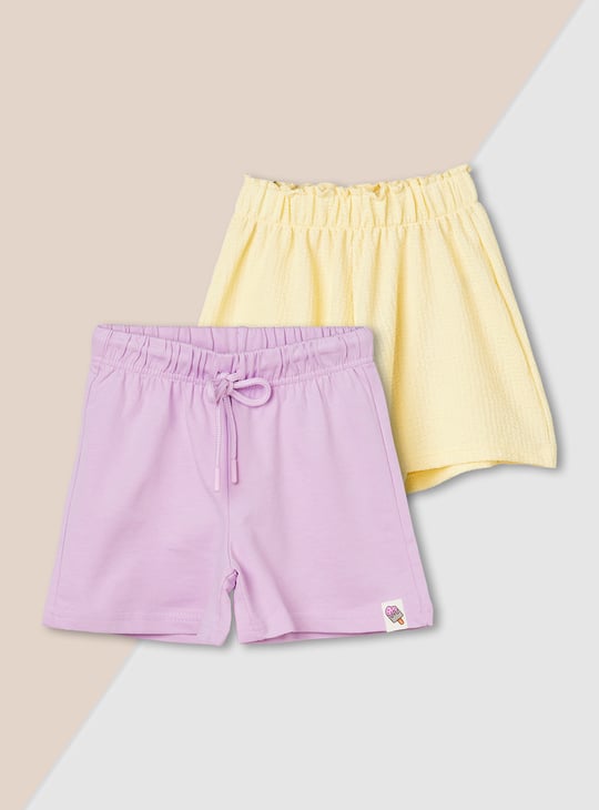 Girls Solid Shorts - Pack of 2