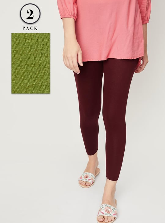 Women Solid Leggings - Pack of 2