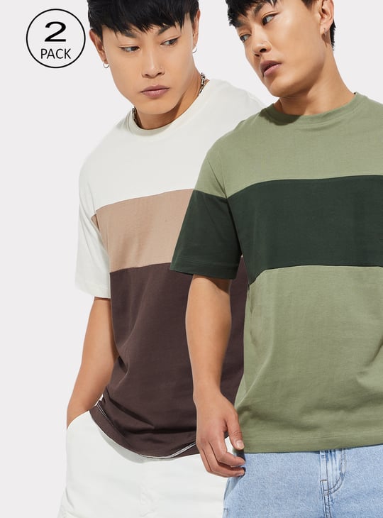 URB_N Men Colourblock T-shirt - Pack of 2