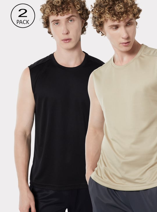 Men Solid Sports T-shirts - Pack of 2