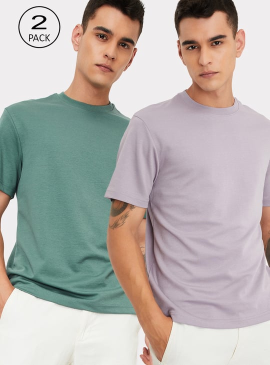 Men Solid Lounge T-shirt - Pack of 2