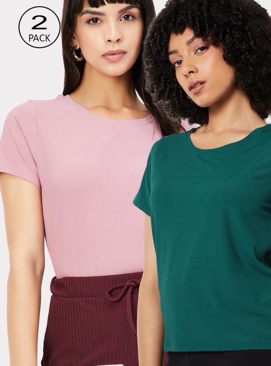 Women Ribbed T-shirt - Pack of 2