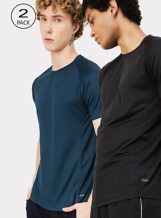 Men Flexi- Air Solid Sports T-shirt - Pack of 2