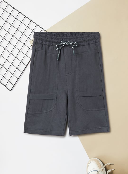 Boys Solid Cargo Shorts - Pack of 2