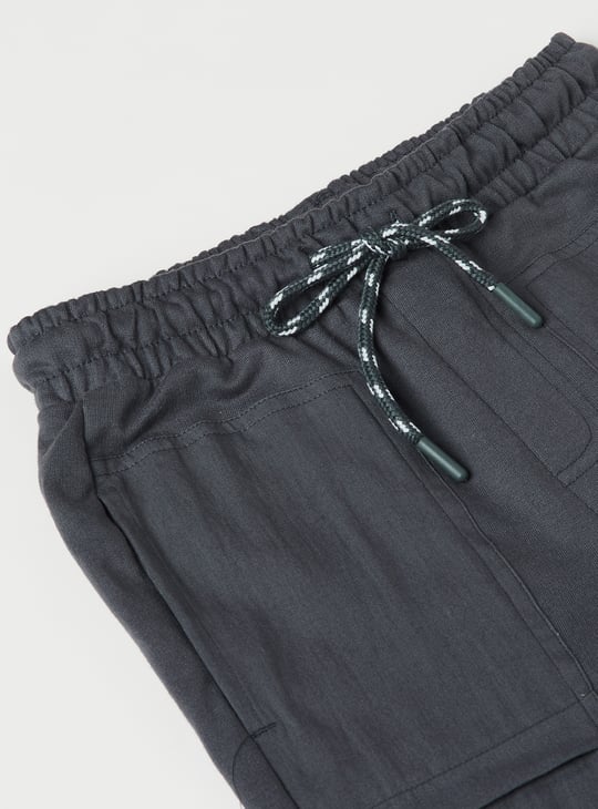Boys Solid Cargo Shorts - Pack of 2