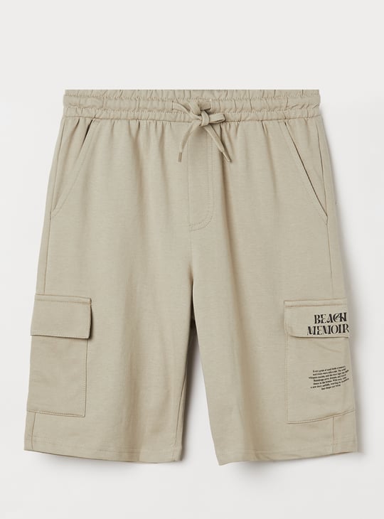 Boys Solid Cargo Shorts - Pack of 2