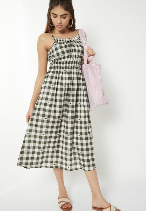 Buy Women Checked A-Line Dress Online at just Rs. 999.0