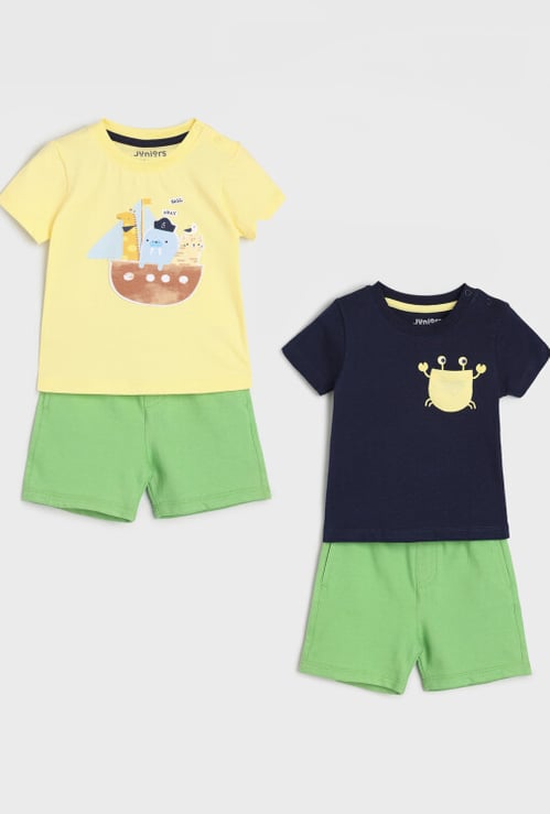 Juniors 3-Piece Printed T-shirt and Shorts Set