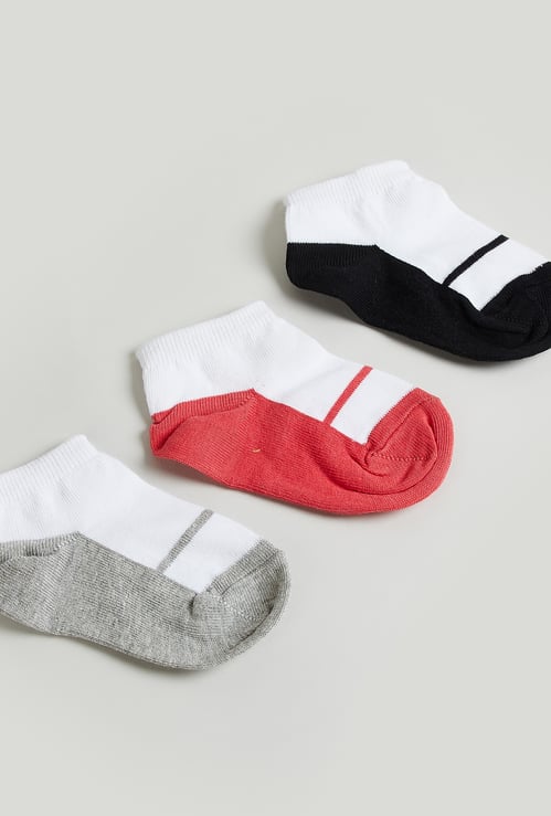 Juniors Colourblocked Ankle Length Socks - Set of 3
