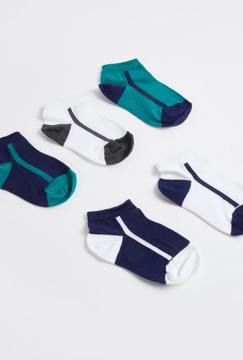 Junior Colourblocked Ankle Length Socks - Set of 5