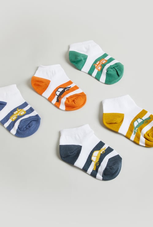 Juniors Printed Ankle Length Socks - Set of 5
