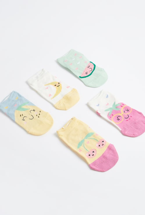 Juniors Printed Ankle Length Socks - Set of 5