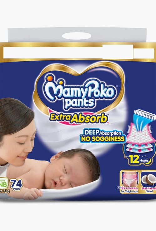 Mamypoko Pants Extra Absorb Diaper Pants - Size New Born - 74 Pcs