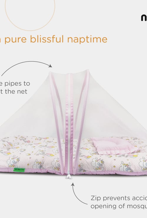 Nuluv Printed Bed with Mosquito Net - 48 x75 cm