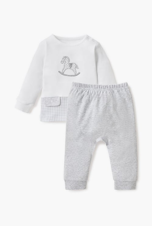 Giggles Rocking Horse Applique T-shirt and Pyjama Set