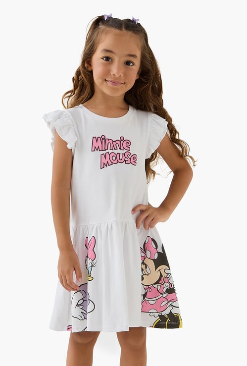 Juniors Minnie Mouse and Daisy Duck Print Sleeveless Dress