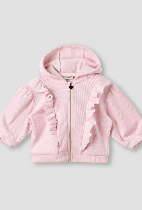 Juniors Ribbed Hooded Sweatshirt Top