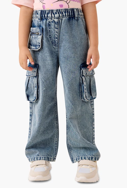 Juniors Girls' Regular Fit Jeans with Elasticated Waistband