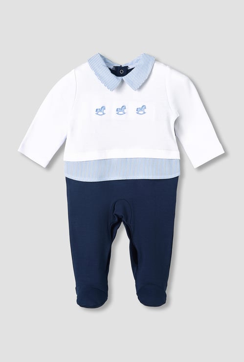 Giggles Horse Embroidered Collared Sleepsuit