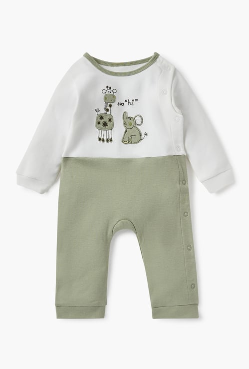 Juniors Animal Applique Romper with Side Button Closure