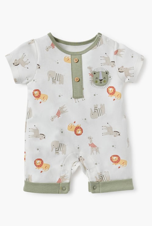 Juniors Animal Print Romper with Short Sleeves
