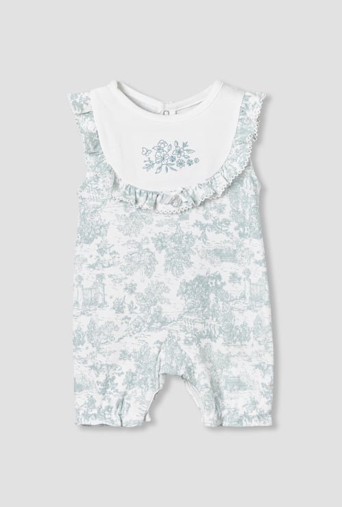 Giggles Floral Embroidered Sleeveless Romper