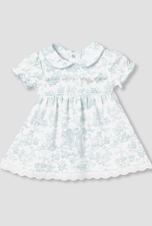 Giggles Printed A-line Dress with Peter Pan Collar