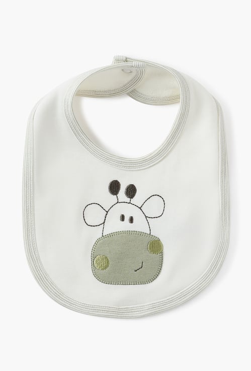 Juniors Giraffe Embroidered Bib with Button Closure