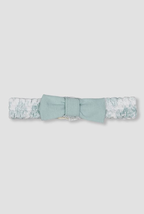 Giggles Printed Headband with Bow Applique
