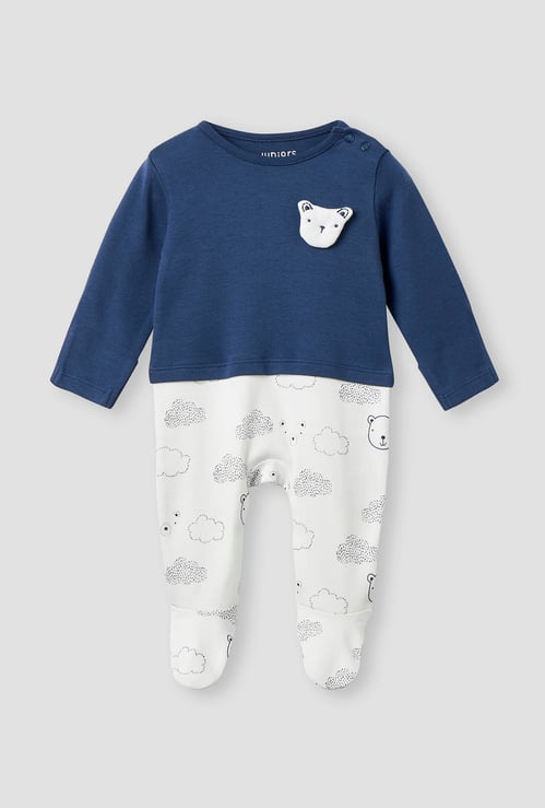 Juniors Bear Applique Sleepsuit with Long Sleeves