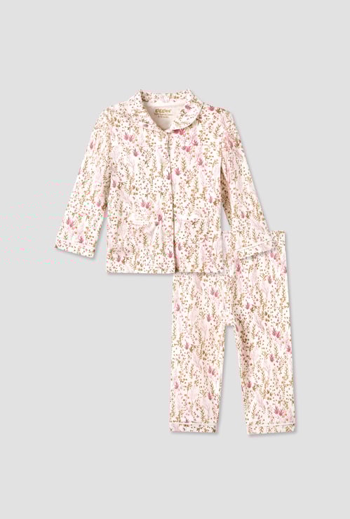 Giggles Floral Print Shirt with Pyjamas Set