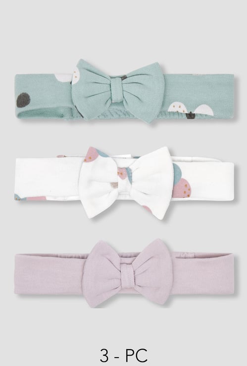Juniors Printed Hairband with Bow Accent - Set of 3
