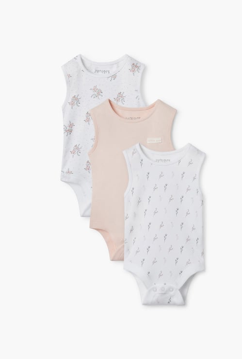 Juniors Printed Sleeveless Bodysuit - Set of 3