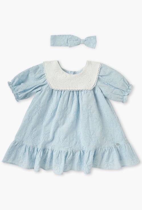 Giggles Embroidered Dress with Headband