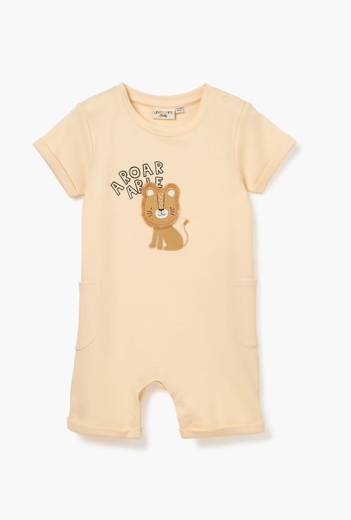 Juniors Lion Applique Romper with Short Sleeves