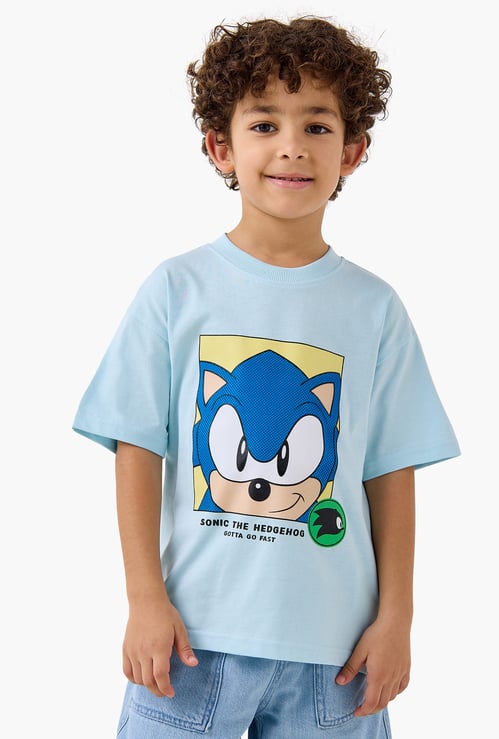 Juniors Sonic the Hedgehog Print T-shirt with Short Sleeves
