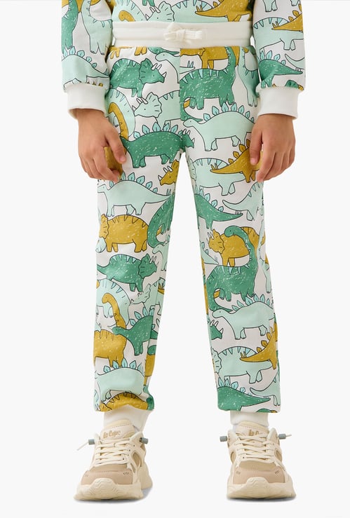 Juniors Dinosaur Print Joggers with Drawstring Closure and Pockets