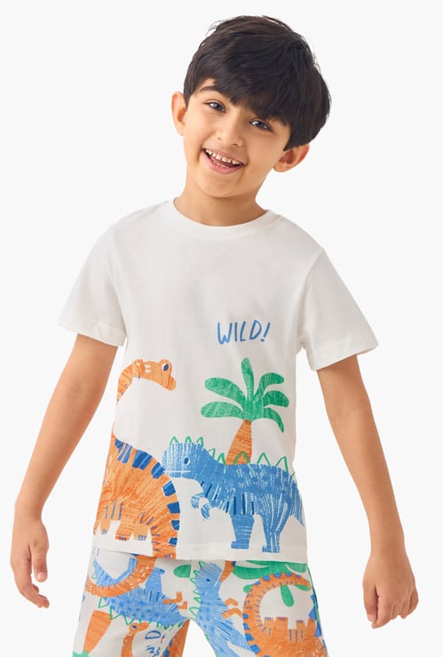 Juniors Dinosaur Print T-shirt and Shorts Set