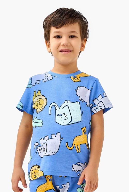 Juniors Animal Print T-shirt and Joggers