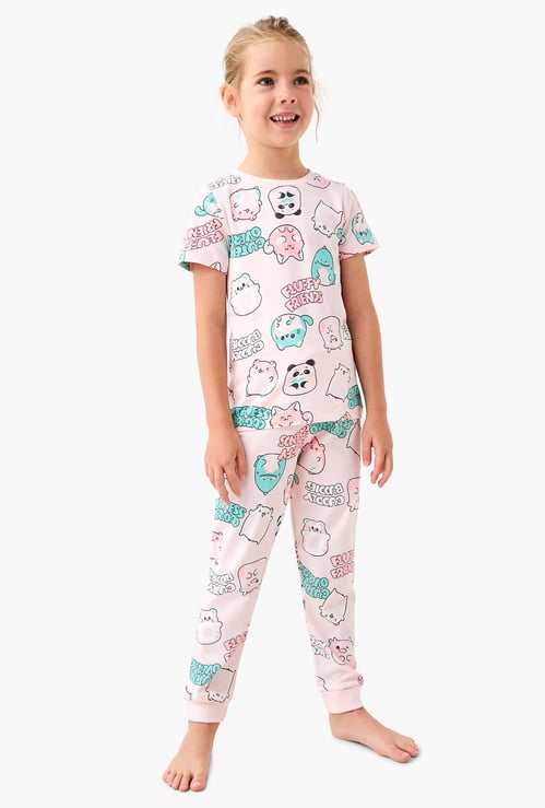 Juniors Printed T-shirt and Pyjama Set