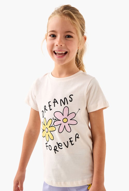 Juniors Floral Print T-shirt and Pyjama Set