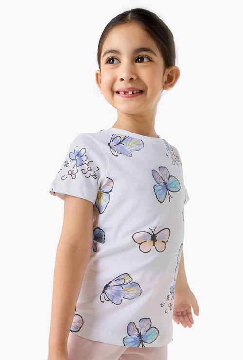 Juniors Butterfly Print T-shirt and Pyjama Set