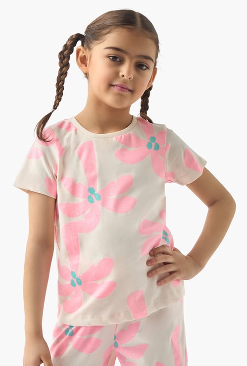 Juniors All-Over Floral Print T-shirt and Shorts Set