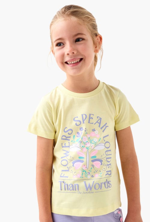 Juniors Slogan Print T-shirt and Pyjama Set