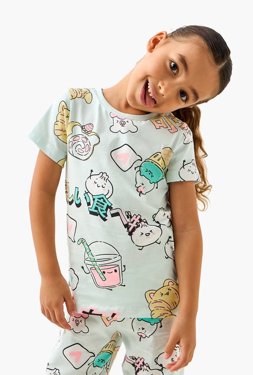 Juniors All-Over Print T-shirt and Pyjama Set